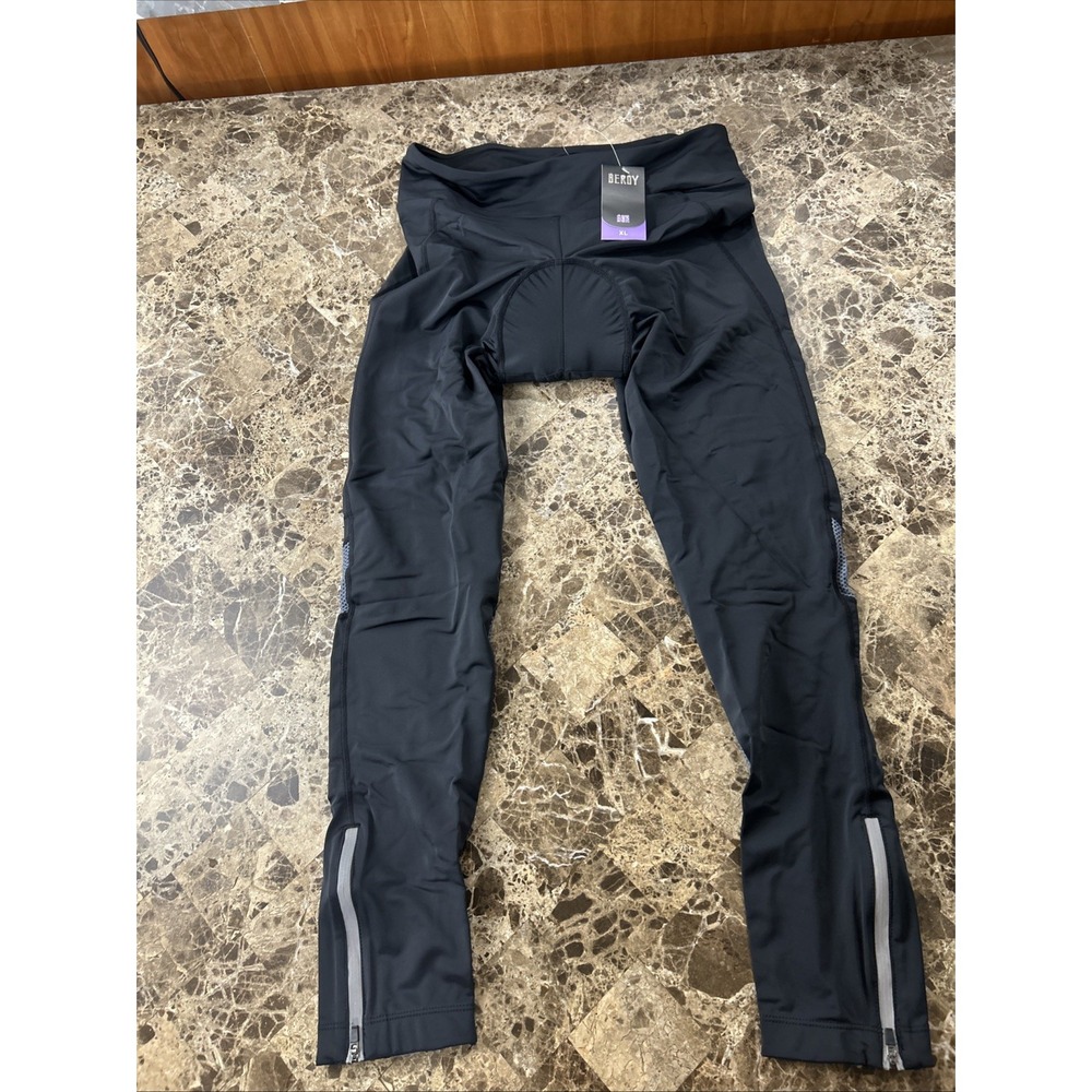 Beroy Cycling Pants XL Black Padded Bike Tights Men's Athletic Sportswear